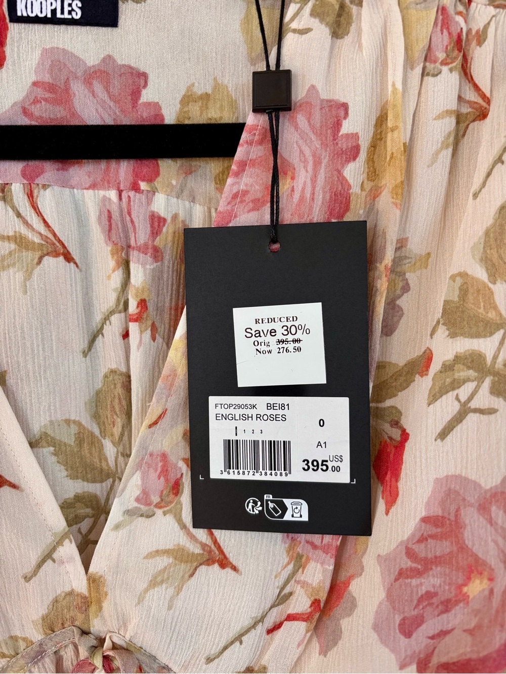 THE KOOPLES English Roses Floral Sheer Tie Front Silk Blouse NWT French Luxury - Picture 13 of 13